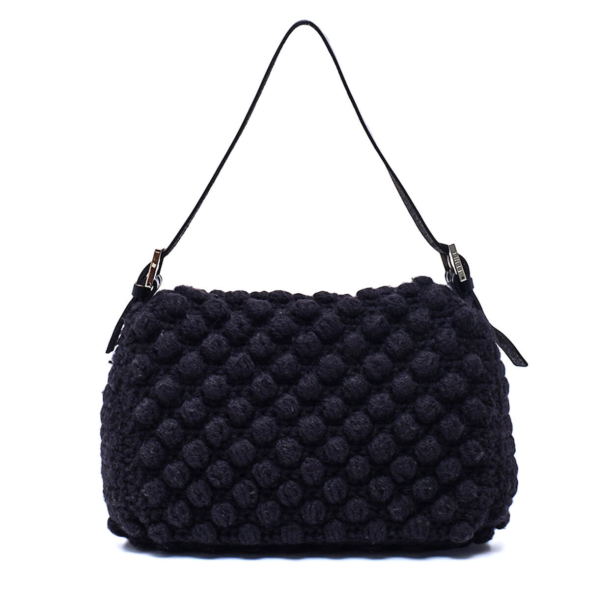 Fendi - Black Wool Mamma Baguette Bag 